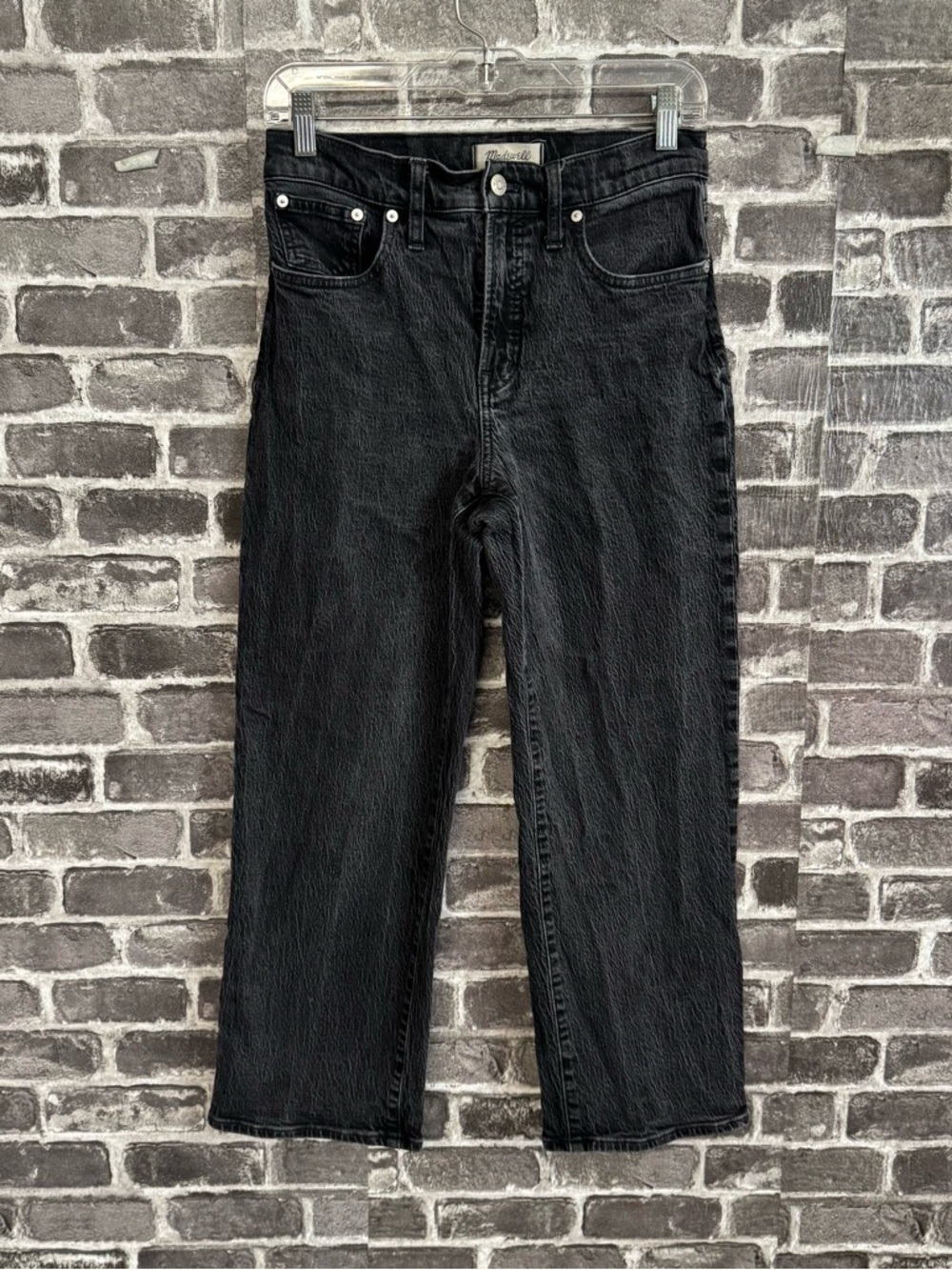 Madewell THE PERFECT VINTAGE WIDE-LEG JEAN gray wrinkled wash jeans